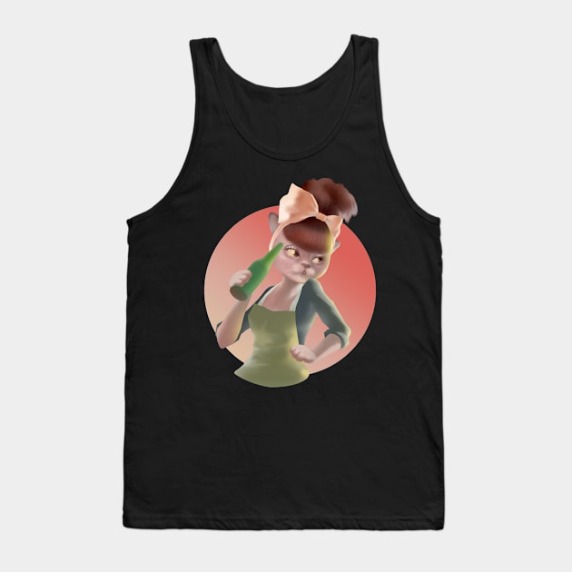 Cat In A Pink Headband Drinking Beer Tank Top by zkozkohi